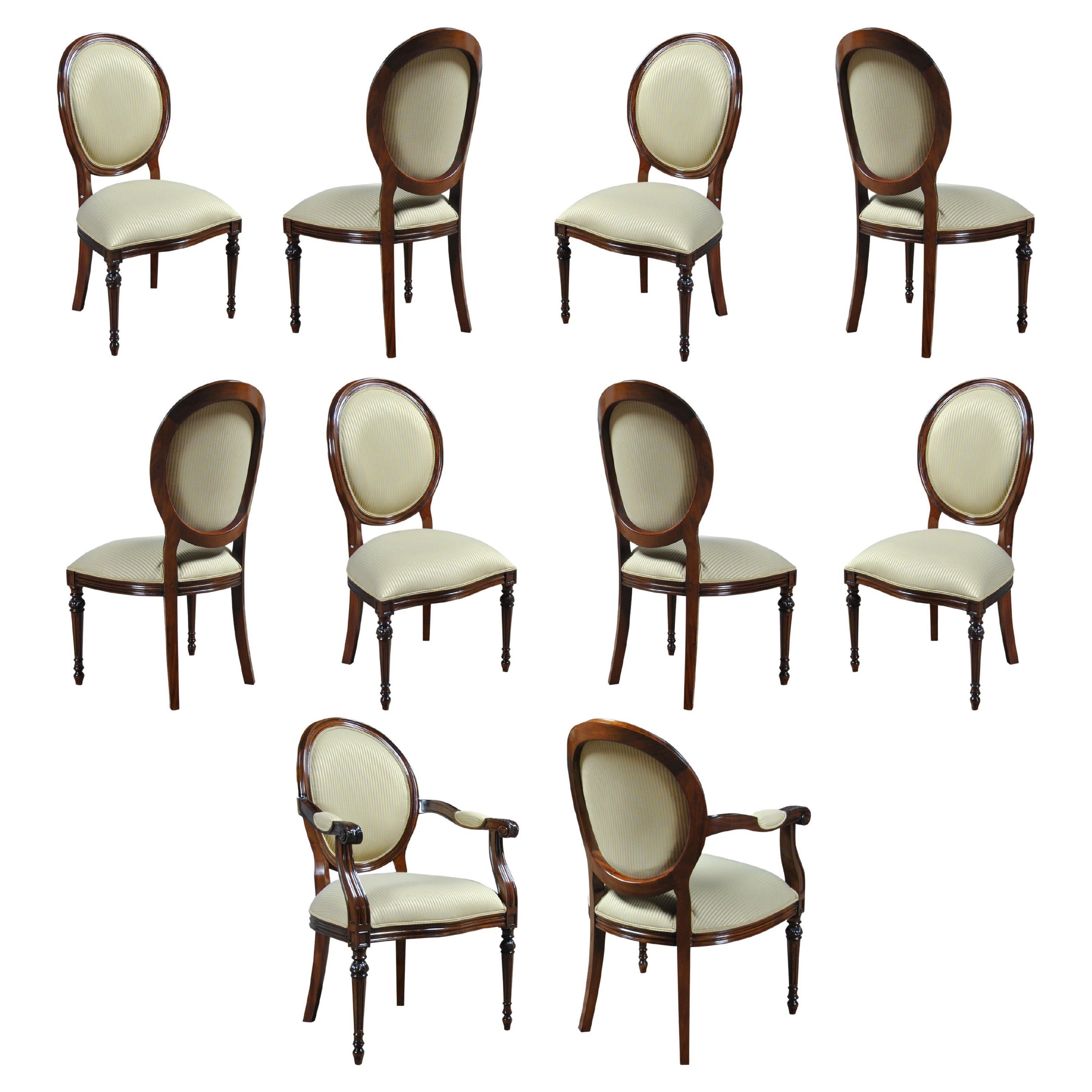 Round Back Mahogany Chairs, Set of 10 For Sale