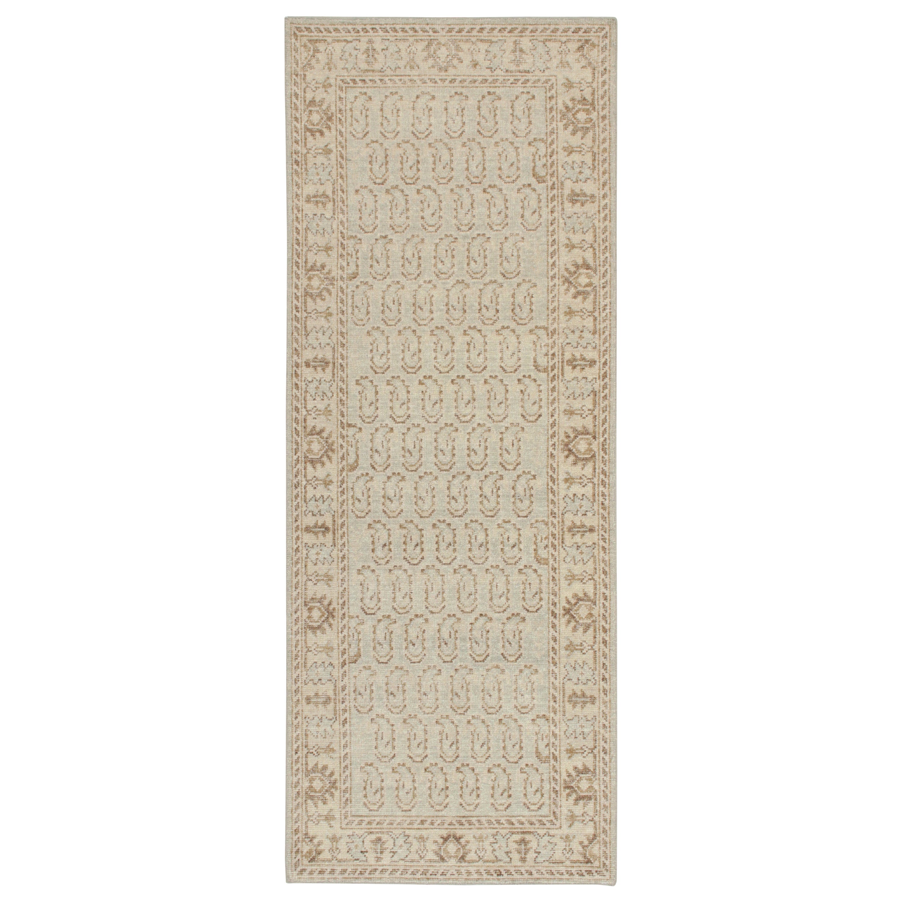Rug & Kilim’stribal Style Rug in Blue with Beige-Brown Paisley Patterns For Sale