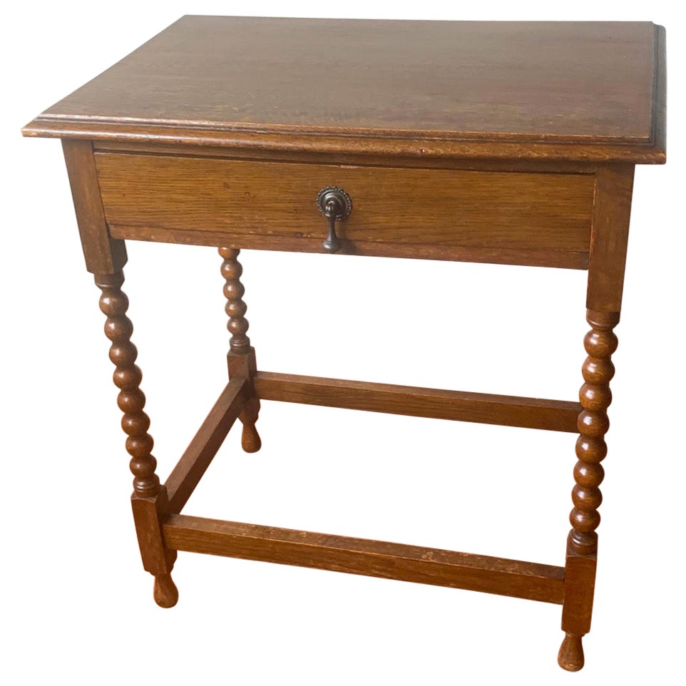 Early 20th century barley twist solid oak hall table / side table