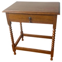 Early 20th century barley twist solid oak hall table / side table