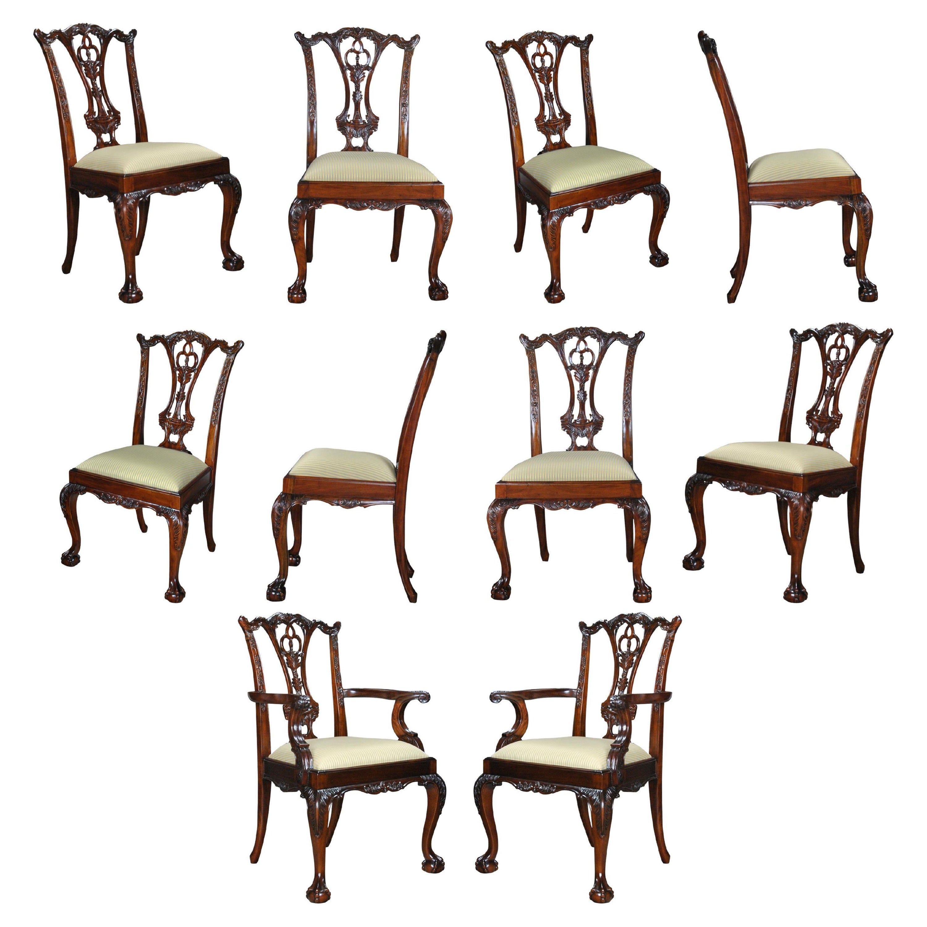Standard Chippendale Chairs, Set of Ten For Sale