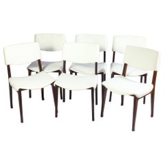 Used Fine Set of Six Italian Mid Century  Wood Chairs, 1950' 