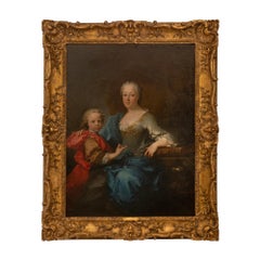 French 18th Century Oil On Canvas And Giltwood Painting By Robert Tournières