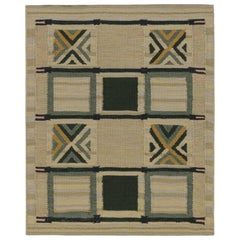 Kilim personalizado de estilo escandinavo de Rug & Kilim en motivos beige, dorado y verde