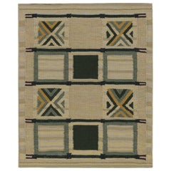 Rug & Kilim’s Scandinavian Style Custom Kilim in Beige, Gold & Green Patterns