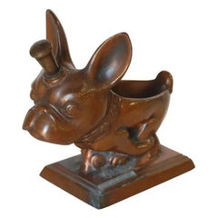 Retro Copper Bulldog Pipe Holder Striker Lighter, Circa 1937