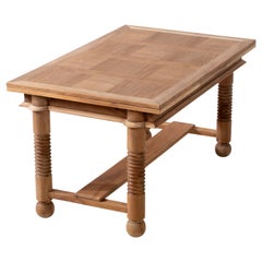 Table in Solid Oak, Charles Dudouyt, 1940s