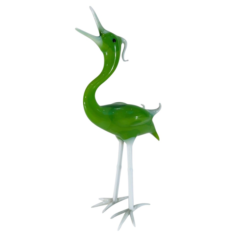 Murano glass green 1950 bird. For Sale