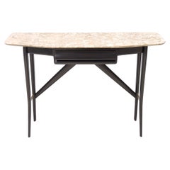 Vintage Ebonized Beech Console Table with a Lumachella Marble Top, Italy