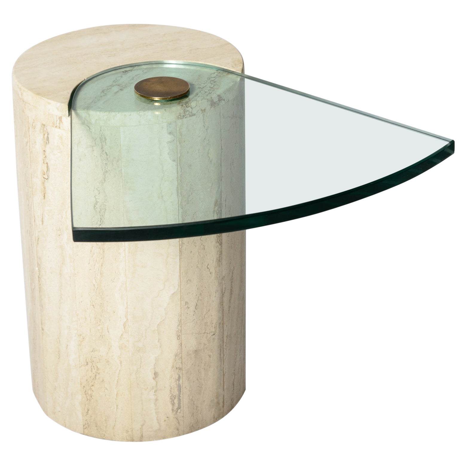  Tessellated Stone with Cantilevered glass Table  For Sale