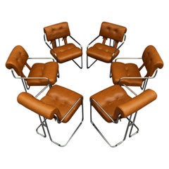 Set of 6 Guido Faleschini 'Tucroma' Armchairs for i4 Mariani in Brown Leather