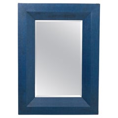 Miroir enveloppé de simili-cuir bleu