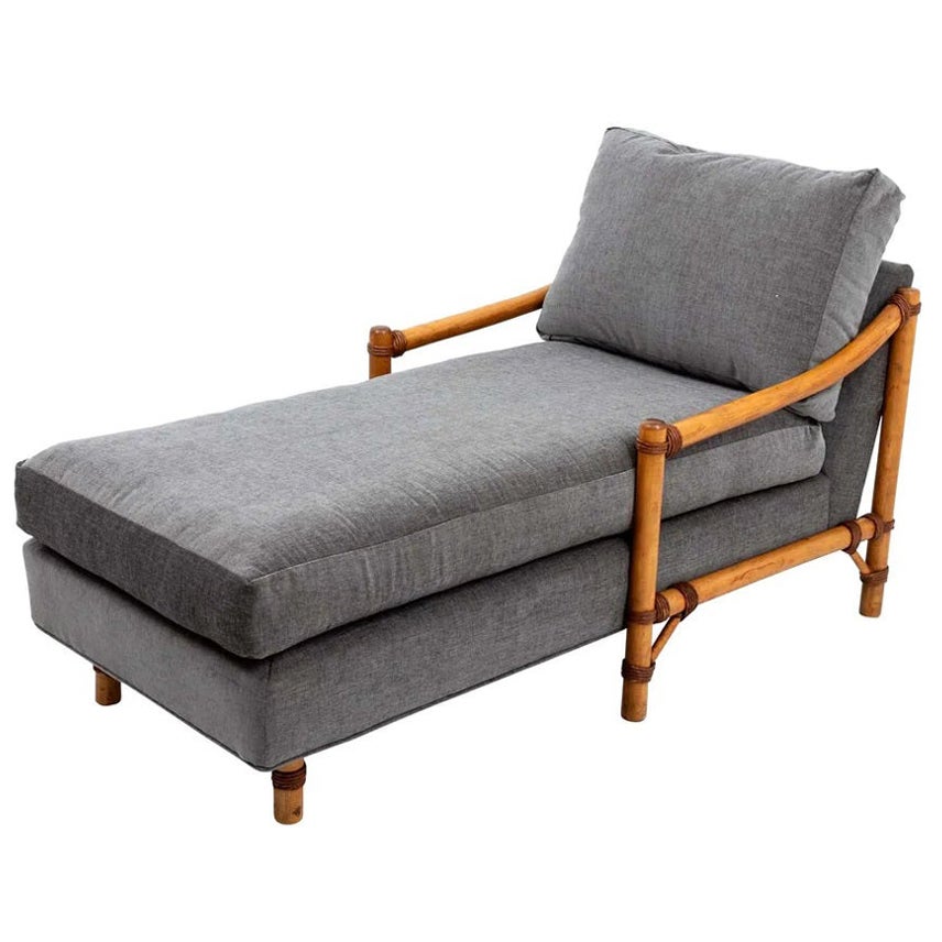 Rattan Wrapped Maple Chaise Lounge