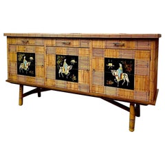 Mid-century Modern Pencil Reed Credenza by Adrien Audoux & Frida Minet, France