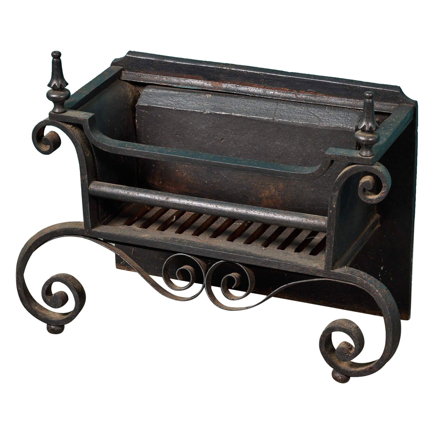 Regency Style Scroll Front Antique Iron Fire Brazier For Sale