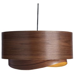 HALF BOWEN Organic Modern Walnut Wood Veneer 17.5" Chandelier Pendant