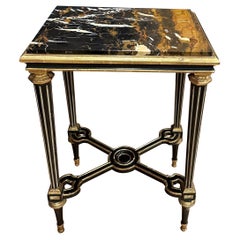 Marble Top Gilt And Ebonized Table