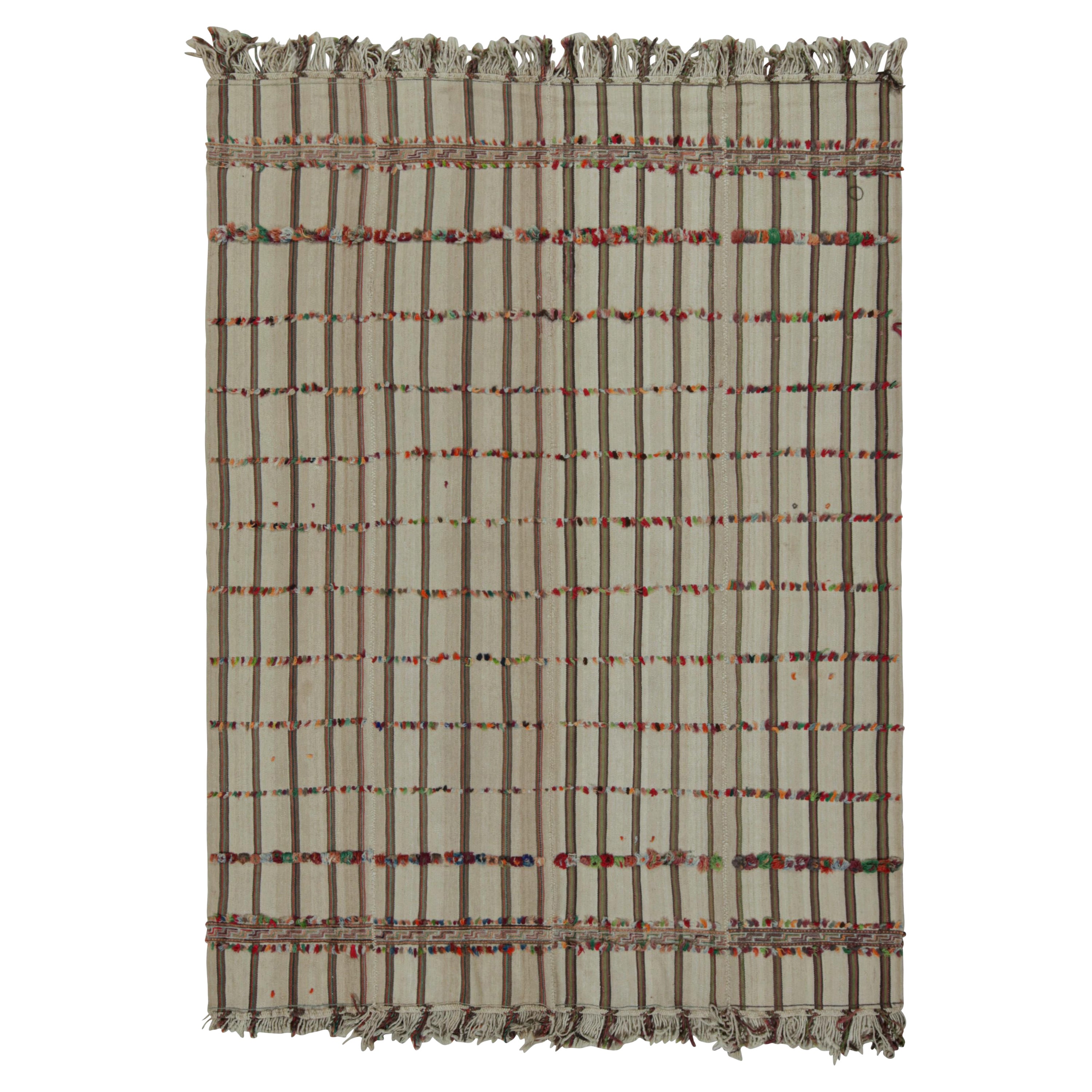 Vintage Afghani tribal Kilim Textural Rug, with Stripes, from Rug & Kilim For Sale