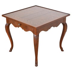 Baker Furniture French Provincial Carved Walnut Inlaid Side Table or Tea Table