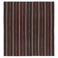 Vintage Afghani Stammes-Kilim Quadratischer Teppich, mit vertikalen Streifen, von Rug & Kilim