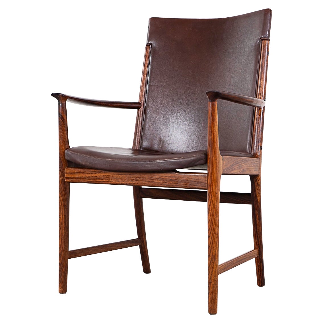 Rosewood & Leather Arm Chair by Kai Lyngfeldt Larsen For Sale