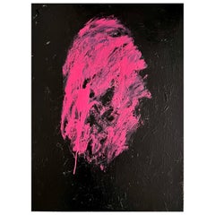 Large Original Pink and Black Abstract Oil Painting by Norman Liebman