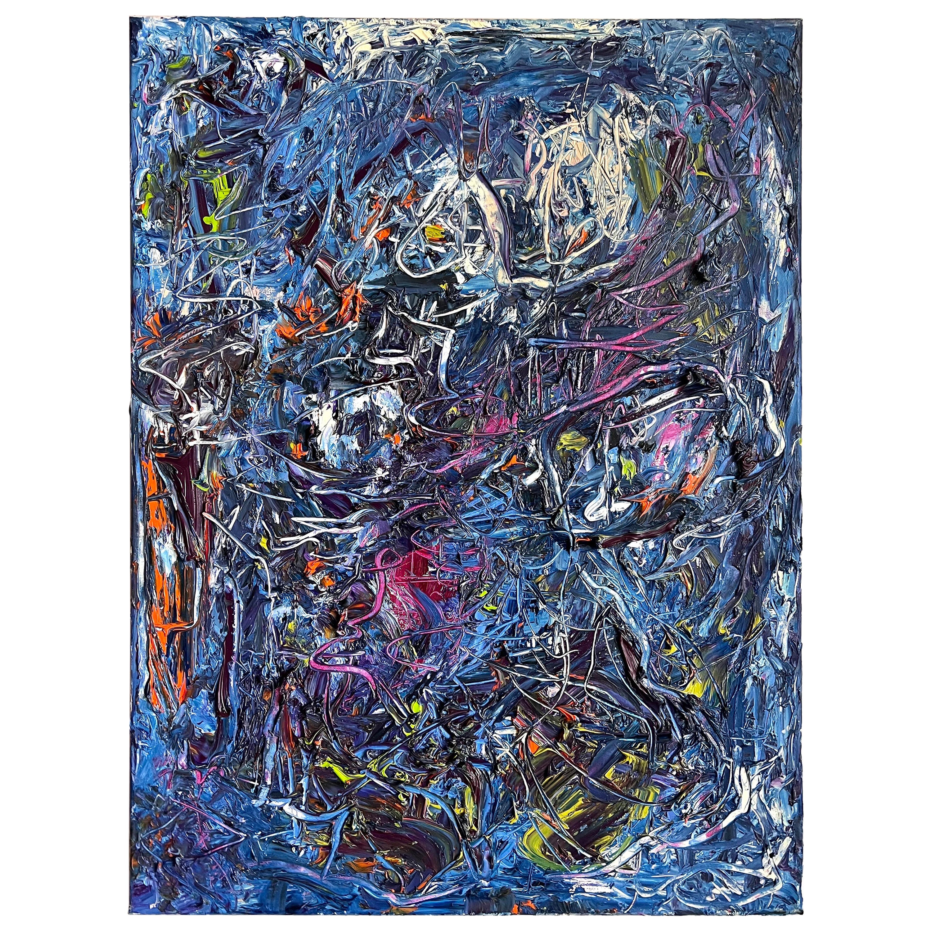 Blue Abstract Oil Painting by Norman Liebman For Sale