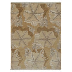 Rug & Kilim's Clouds Modern Rug Design in Beige-Braun mit floralen Medaillons