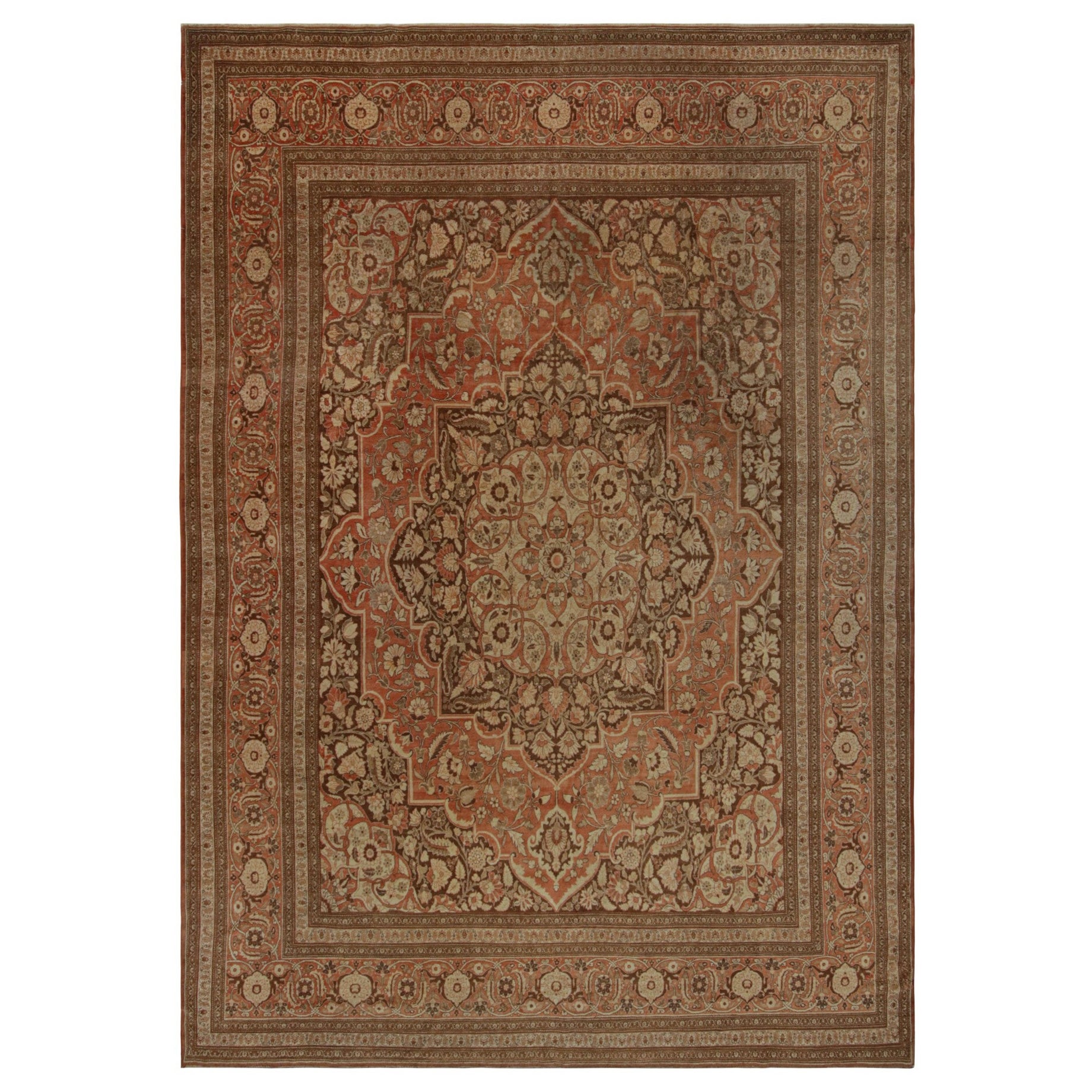 Antique Persian Tabriz Rug, with Floral Patterns, from Rug & Kilim For Sale