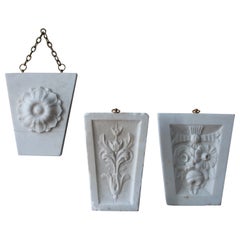 Late 19th & Early 20th C Trio of Marble Architectural Decorative Elements