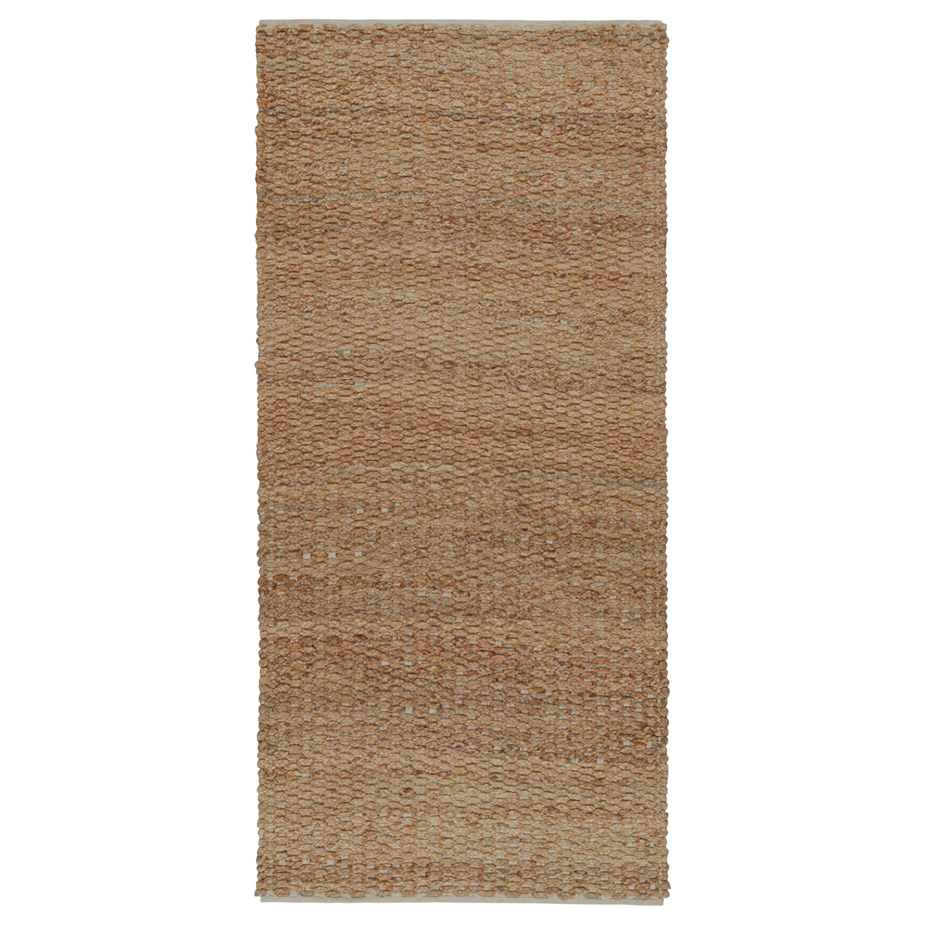 Modern Flatweave Runner in Beige/Brown, with Textural Stripes, from Rug & Kilim For Sale