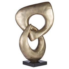 Zwei Ringe - Contemporary Italian Gold Patinated Bronze Abstract Modern Sculpture 