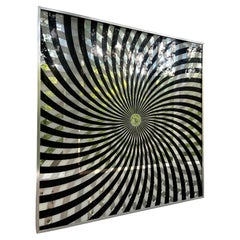 Turner Vintage Op Art Black and White Pinwheel Pop Art Mirror in Aluminum Frame