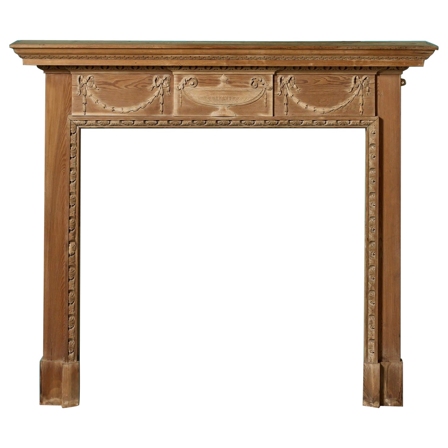 Neoclassical Style Antique Wooden Fire Mantel For Sale