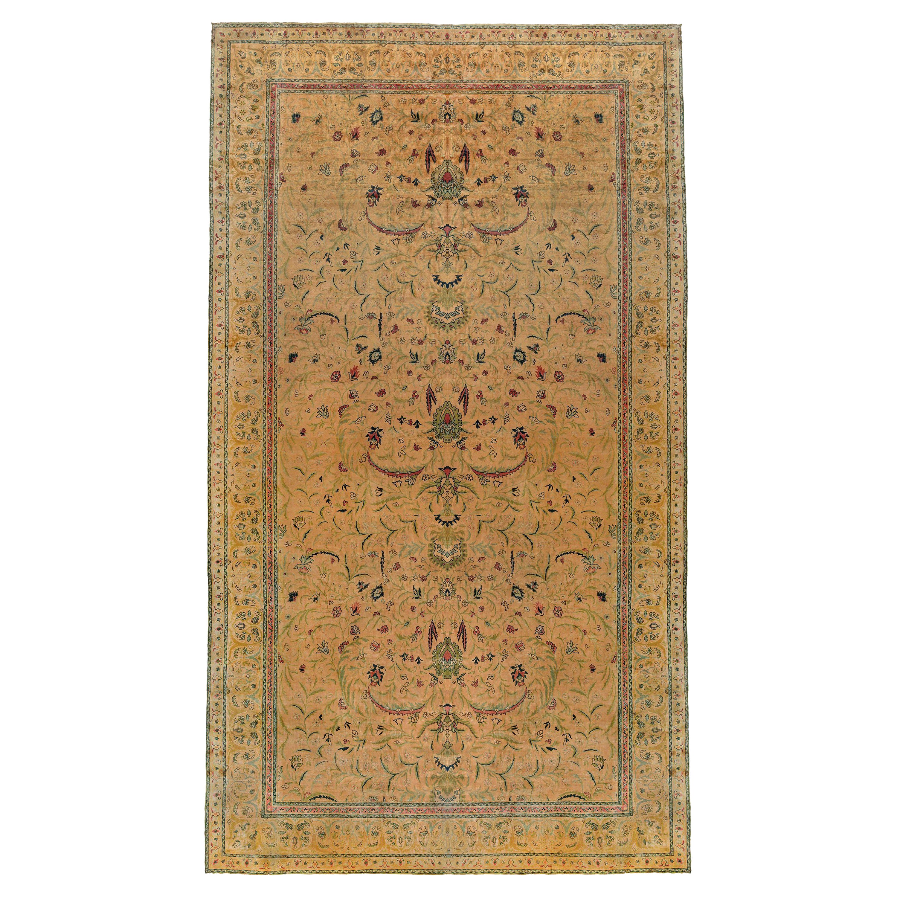 Oversized Antique Indian Handmade Rug Size Adjusted For Sale