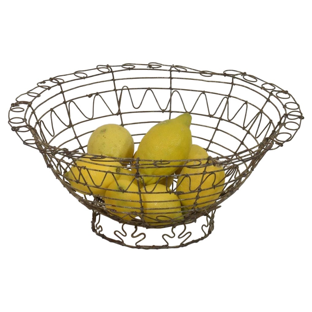 French 19th Century Iron Wirework Basket For Sale