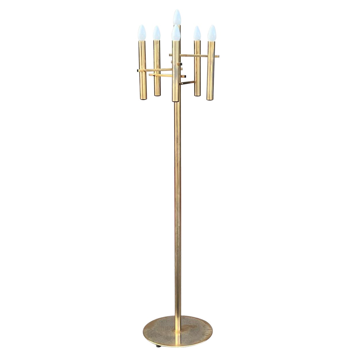 A circa 197 brass floor lamp For Sale