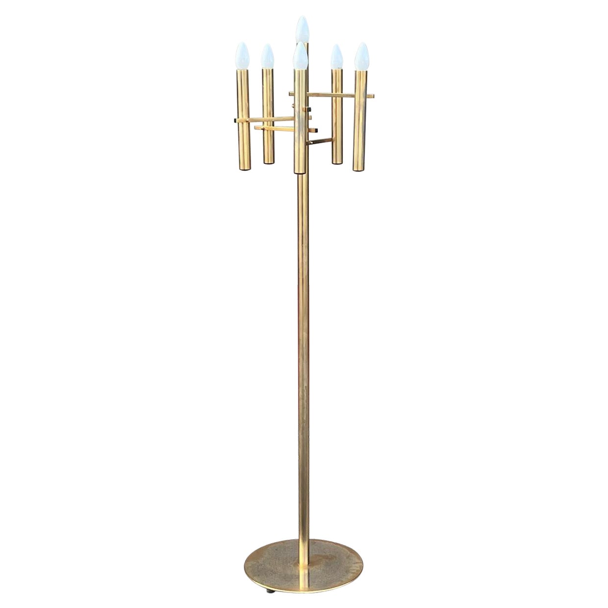 Lampada da terra in ottone del 197 circa in vendita