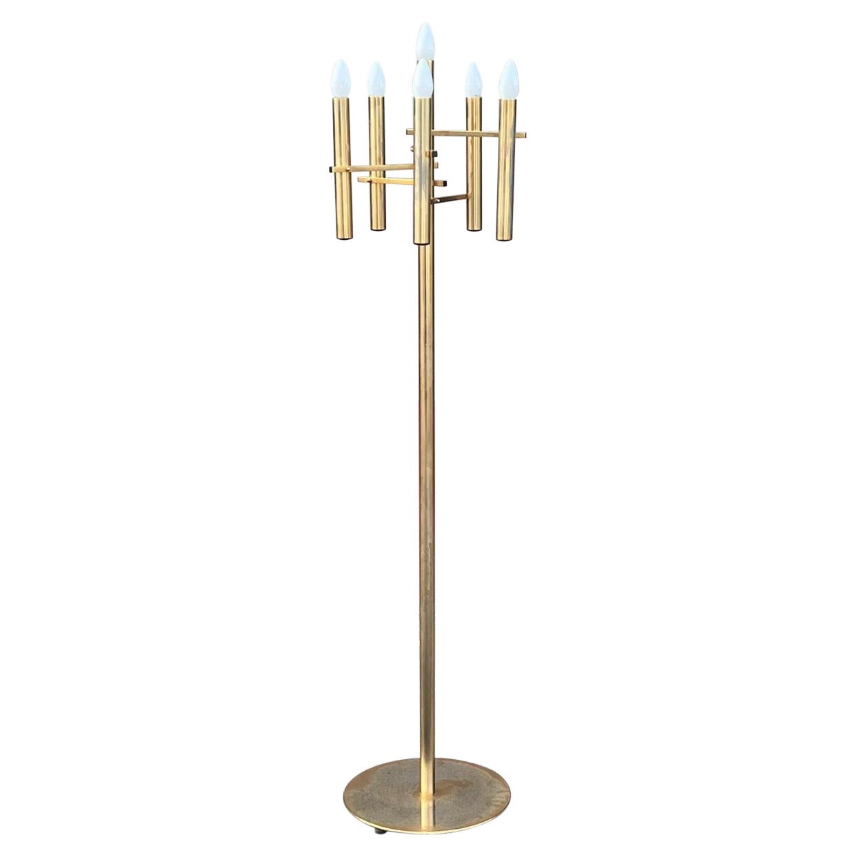 A circa 197 brass floor lamp