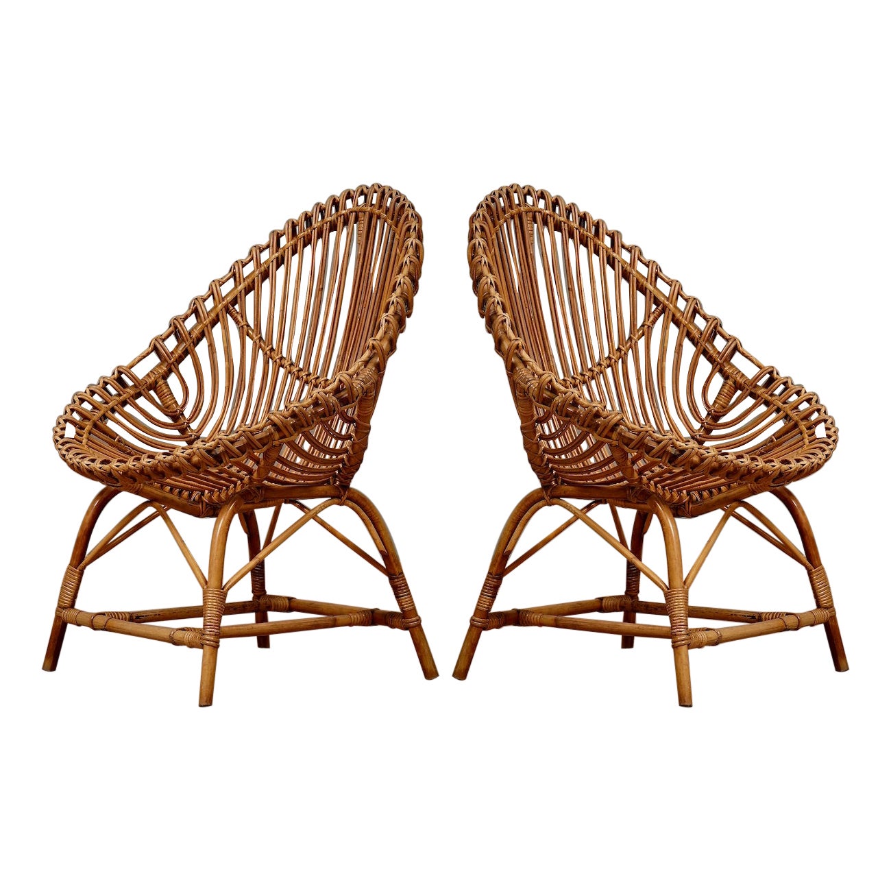 Travasa Giovanni per Bonacina Rattan and Wicker Garden Arm Chair, 1960