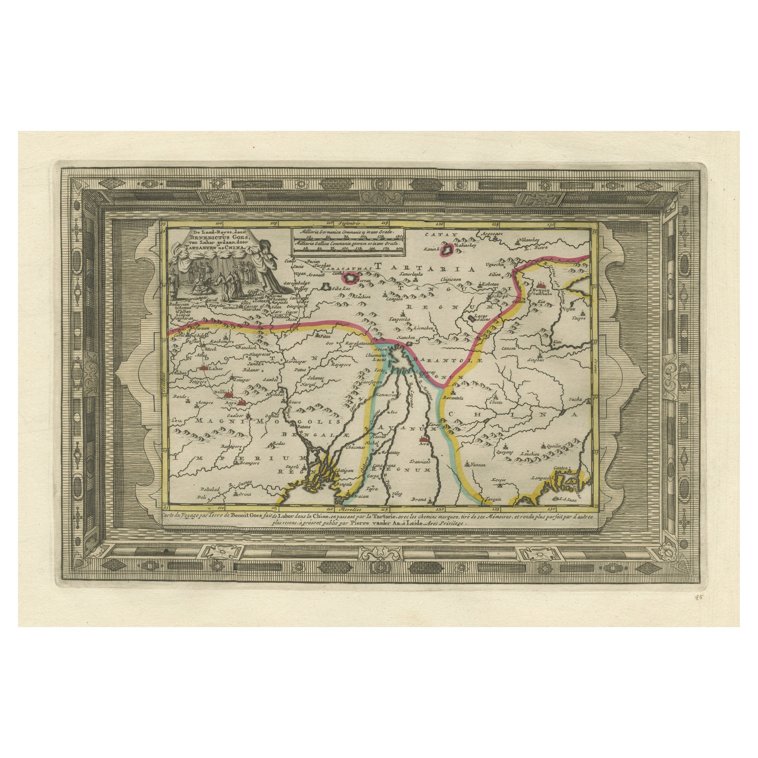 Antique Map of Northeastern India, Nepal, Bhutan, Assam and Bangladesh