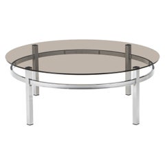 Vintage Italian coffee table in chrome and smoked glass