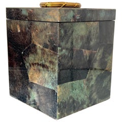 Decorative Box in Green Mosaic Penshell with Brass Star Accent by Maitland Smith
