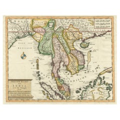 Antique Map of Indochina, the Malaysian Peninsula and Northern Sumatra