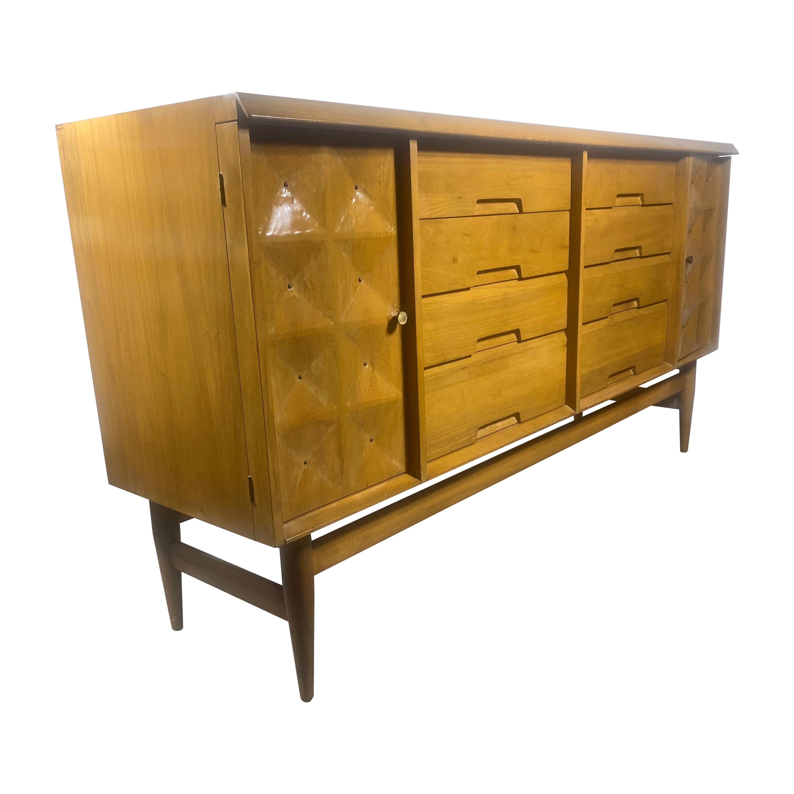 Modernist Credenza /Server, Button Tufted Doors Designed by Salvatore Bevilacqua