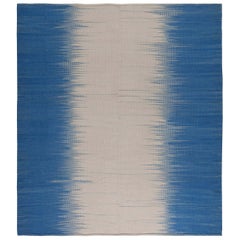 Contemporary Turkish Kilim Beige and Blue Wool Rug by Doris Leslie Blau