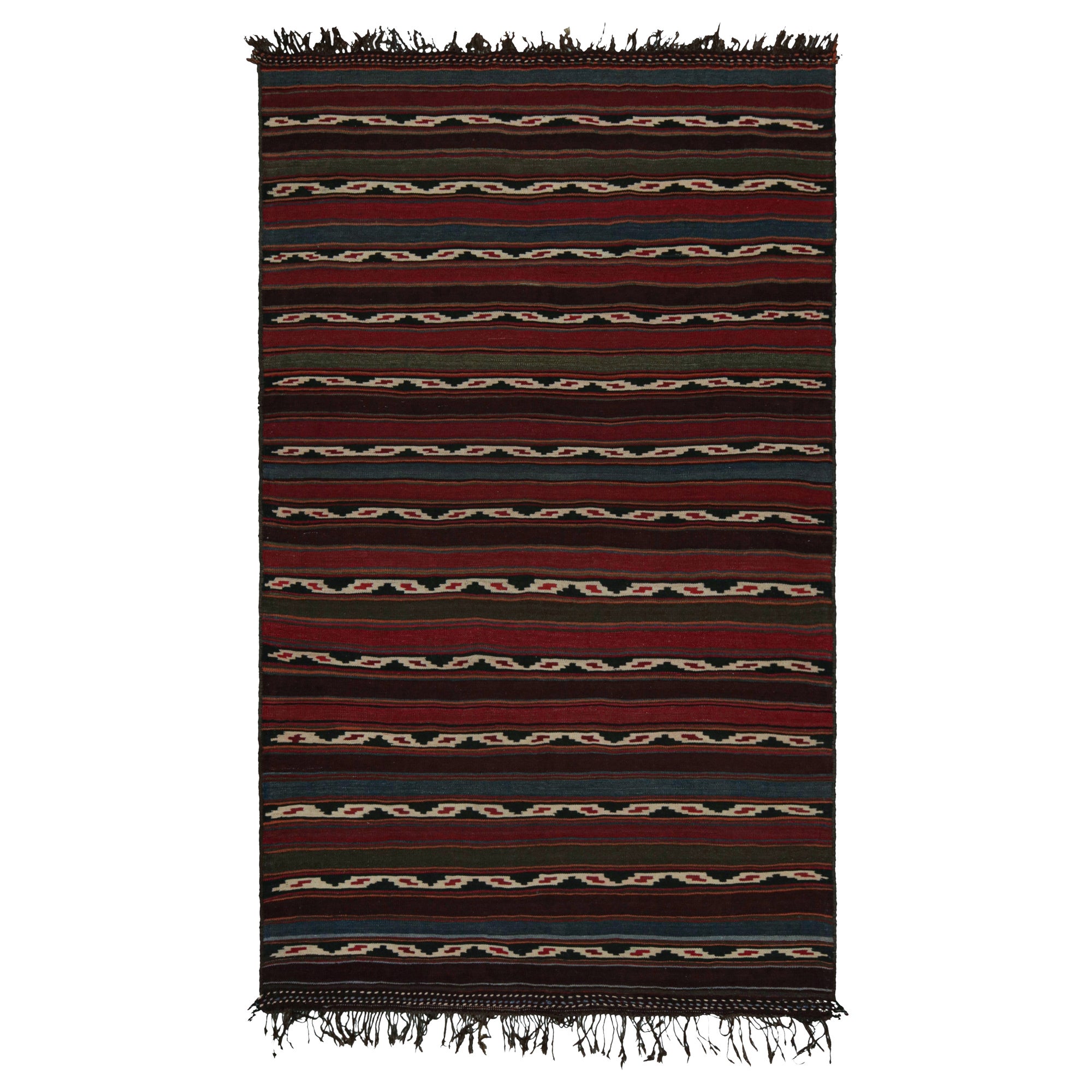 Vintage Afghani tribal Kilim Rug, with Red and Blue Stripes, from Rug & Kilim For Sale
