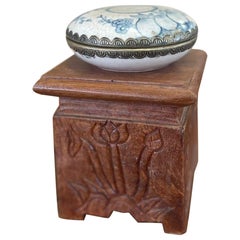 Vintage Wooden Stand Carved Floral Motif