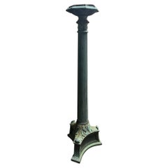 Early 20th Century Antique Bronze Fluted Lamp Post with a Triangular Base.