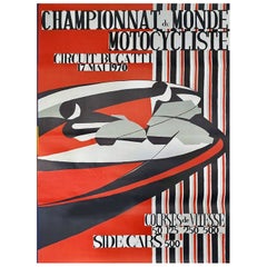 1970 Championnat de Monde Motocycliste Circuit Bugatti Original Vintage Poster